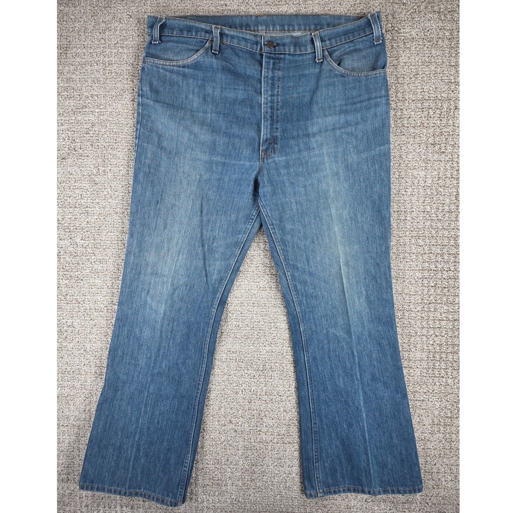 Vintage Levi's 646 Mens Orange Tab Bell Bottom Flares Jeans Denim Zip Size 40x30